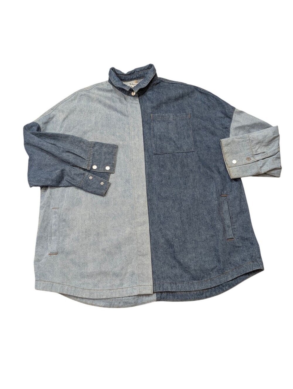 Bohemian Traders Denim Color block 2 Toned Oversized Shirt Jacket. Sz , 2. 14-16